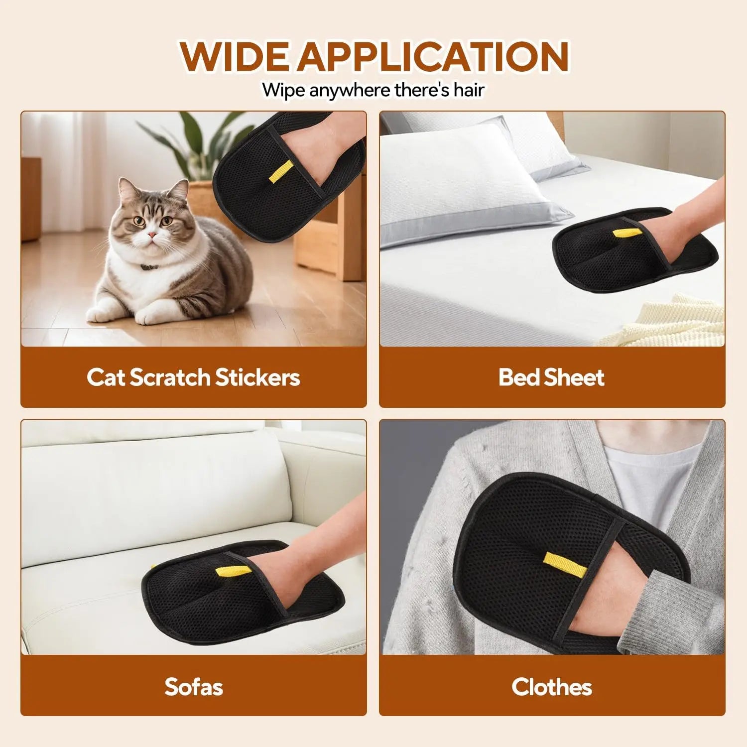 Pet Hair Removal Gloves – Reusable Double-Sided Static Grooming Gloves for Cats & Dogs